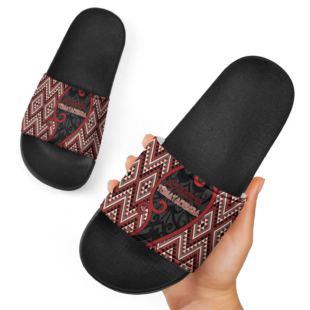 Aotearoa Atua Tumatauenga Slide Sandals God Of War Koru Patterns