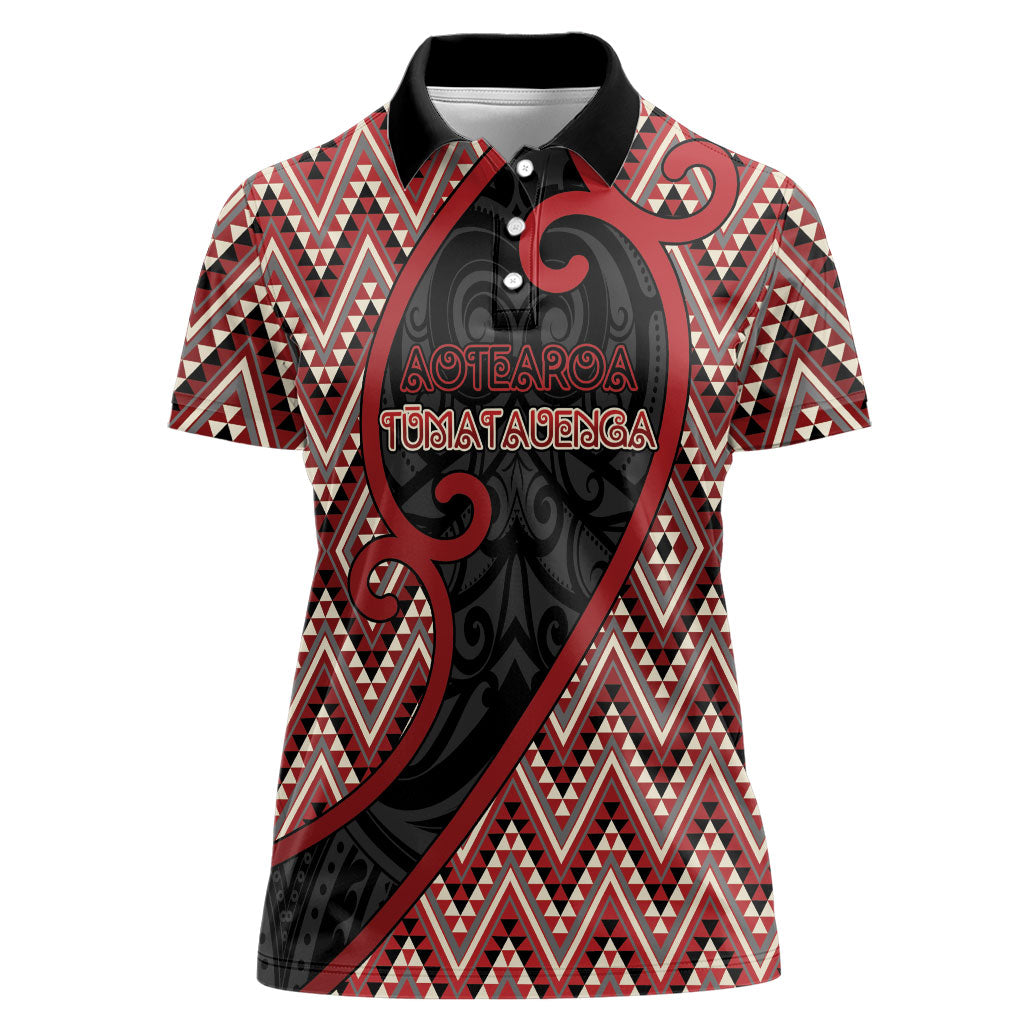 Custom Aotearoa Atua Tumatauenga Women Polo Shirt God Of War Koru Patterns