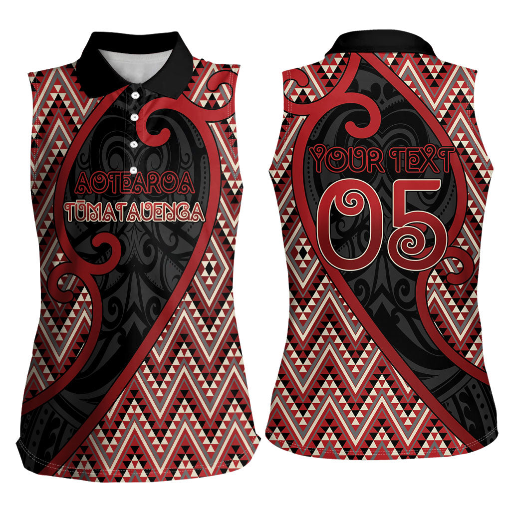 Custom Aotearoa Atua Tumatauenga Women Sleeveless Polo Shirt God Of War Koru Patterns