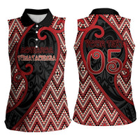 Custom Aotearoa Atua Tumatauenga Women Sleeveless Polo Shirt God Of War Koru Patterns
