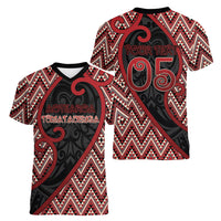 Custom Aotearoa Atua Tumatauenga Women V-Neck T-Shirt God Of War Koru Patterns