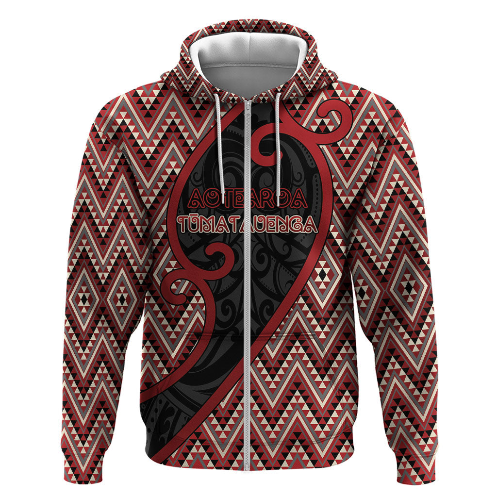 Custom Aotearoa Atua Tumatauenga Zip Hoodie God Of War Koru Patterns