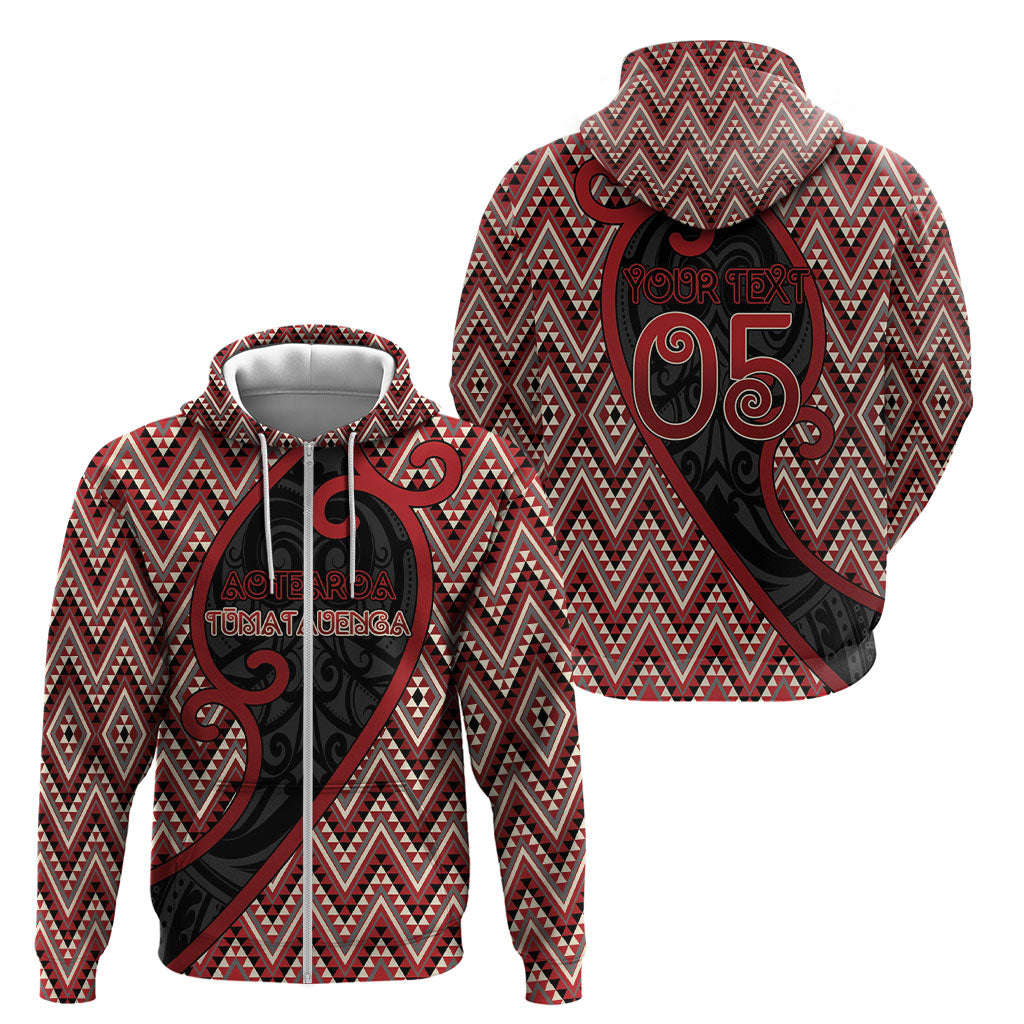 Custom Aotearoa Atua Tumatauenga Zip Hoodie God Of War Koru Patterns