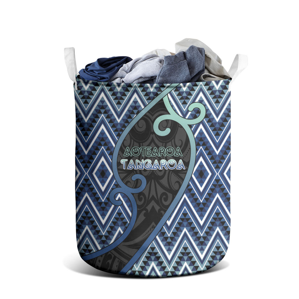 Aotearoa Atua Tangaroa Laundry Basket God Of Ocean Koru Patterns