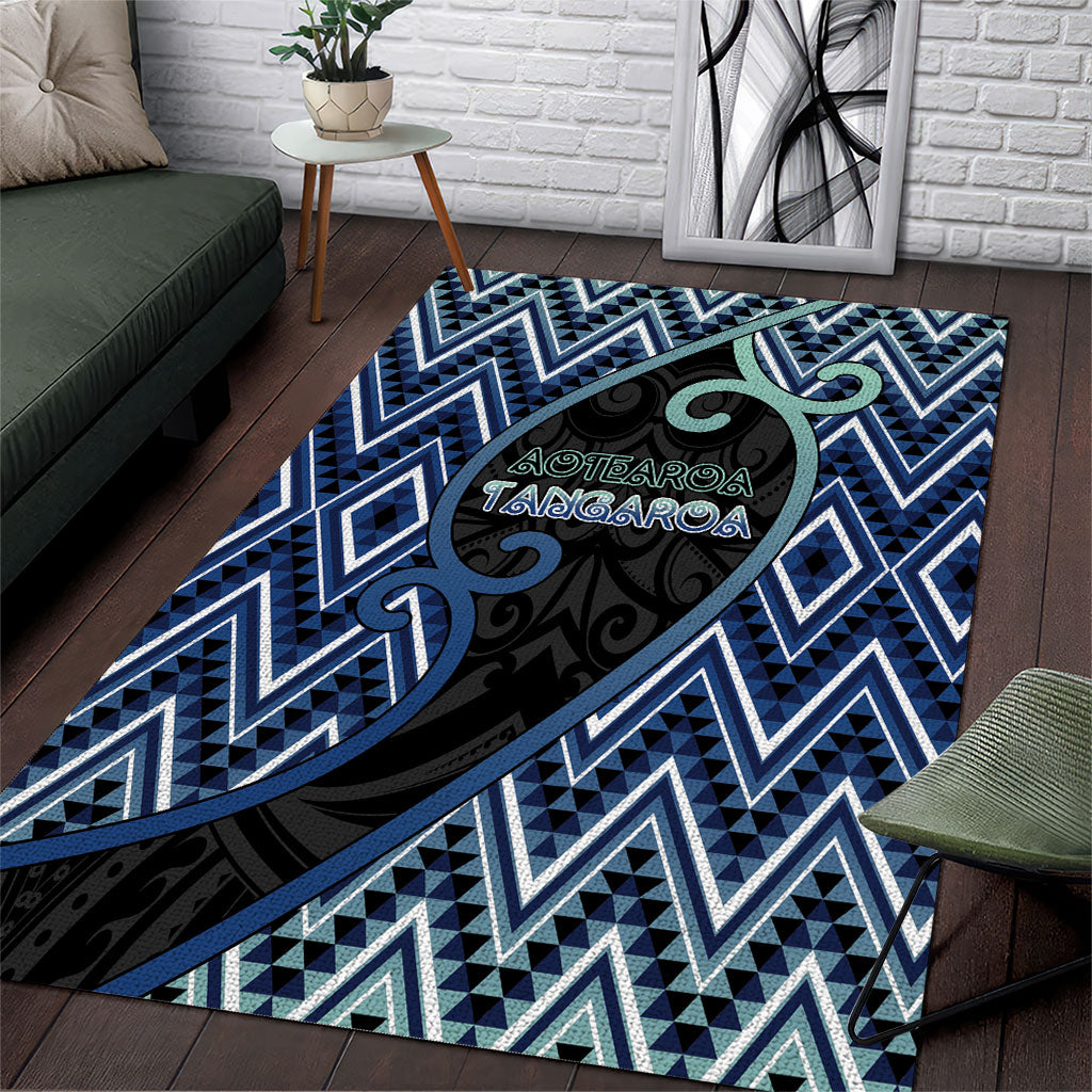 Aotearoa Atua Tangaroa Area Rug God Of Ocean Koru Patterns