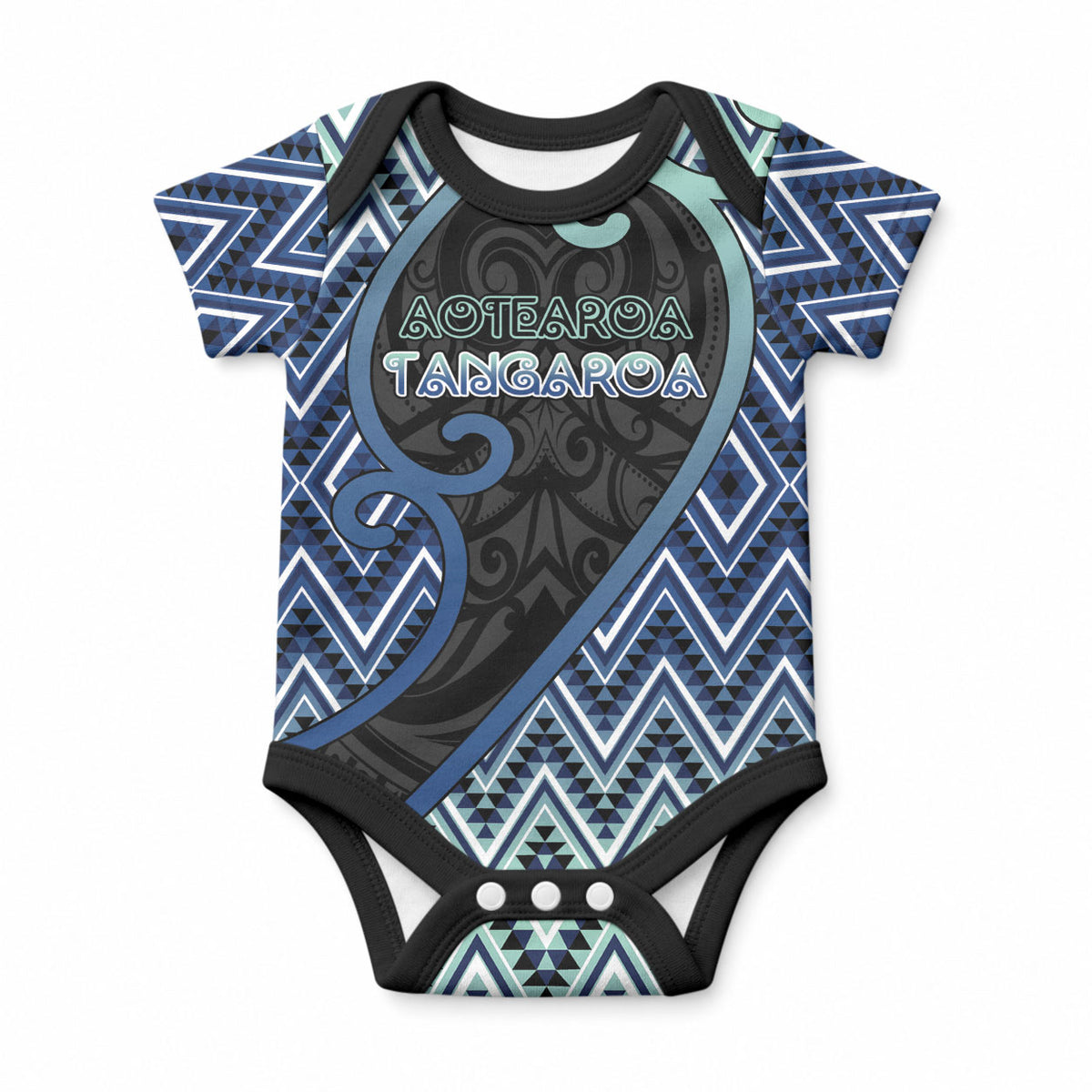 Custom Aotearoa Atua Tangaroa Baby Onesie God Of Ocean Koru Patterns