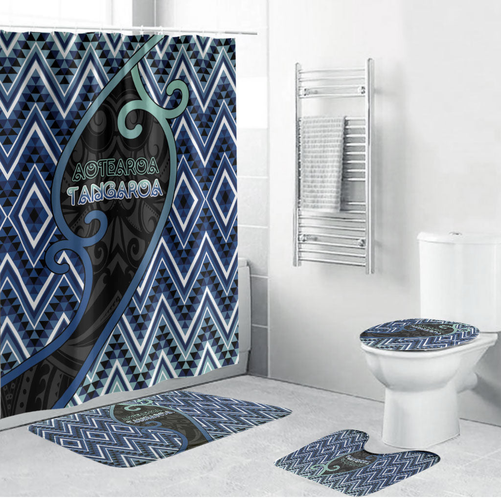 Aotearoa Atua Tangaroa Bathroom Set God Of Ocean Koru Patterns