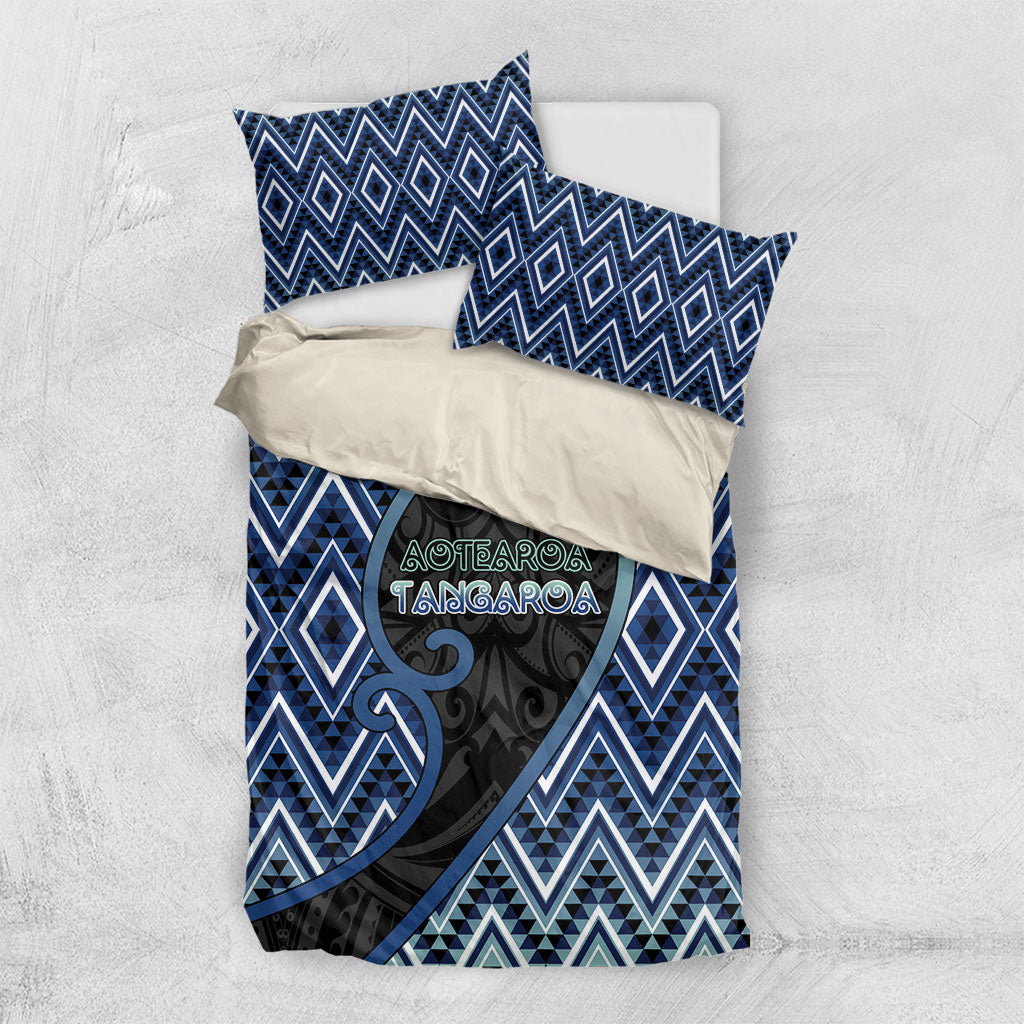 Aotearoa Atua Tangaroa Bedding Set God Of Ocean Koru Patterns