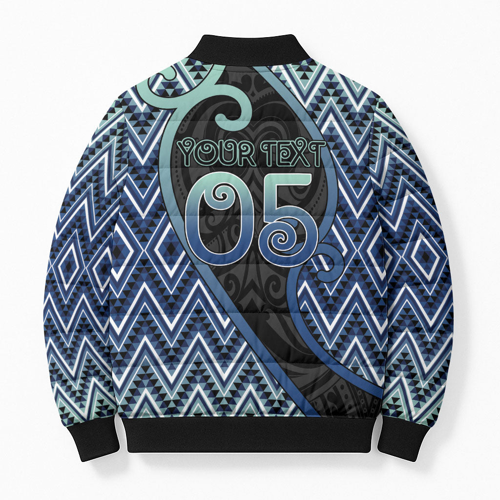 Custom Aotearoa Atua Tangaroa Bomber Puffer Jacket God Of Ocean Koru Patterns