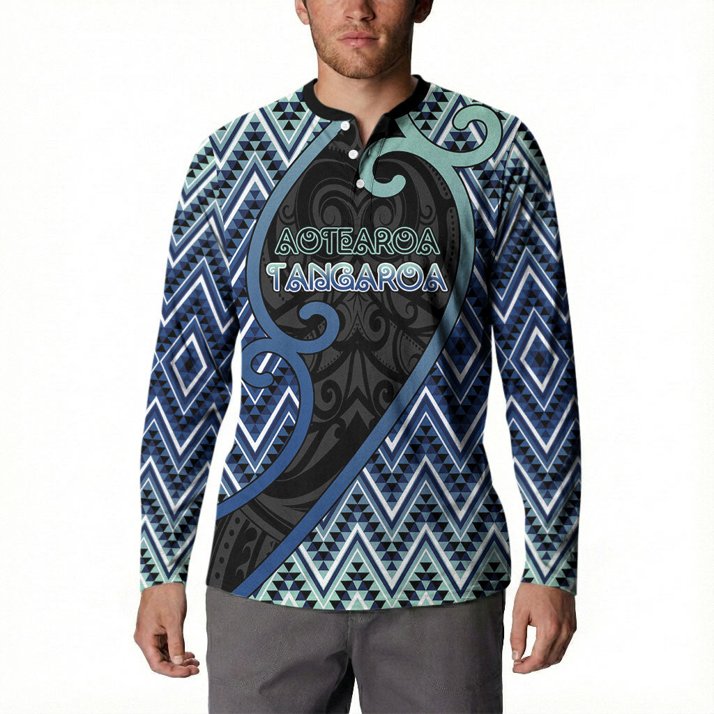 Custom Aotearoa Atua Tangaroa Button Sweatshirt God Of Ocean Koru Patterns