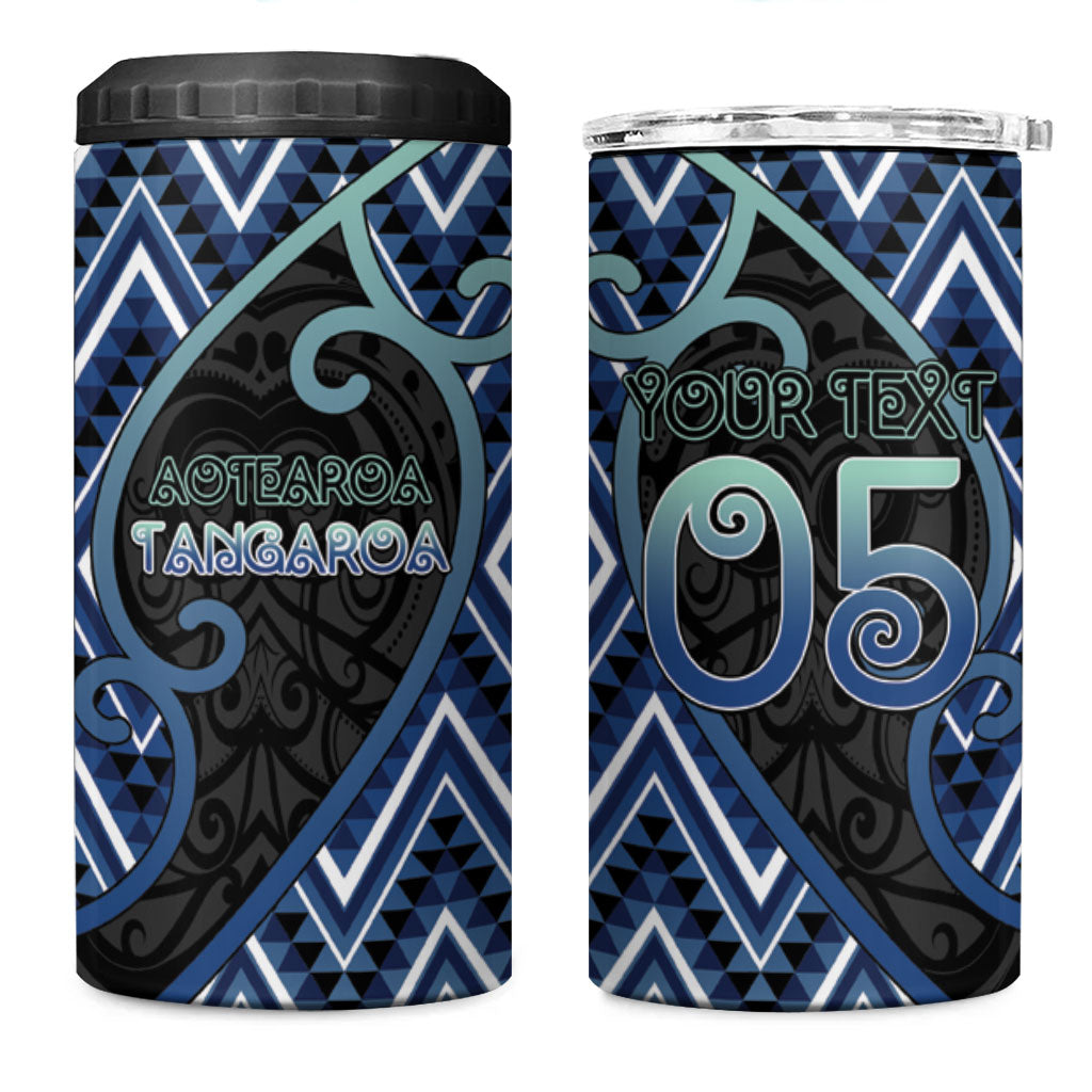 Custom Aotearoa Atua Tangaroa 4 in 1 Can Cooler Tumbler God Of Ocean Koru Patterns