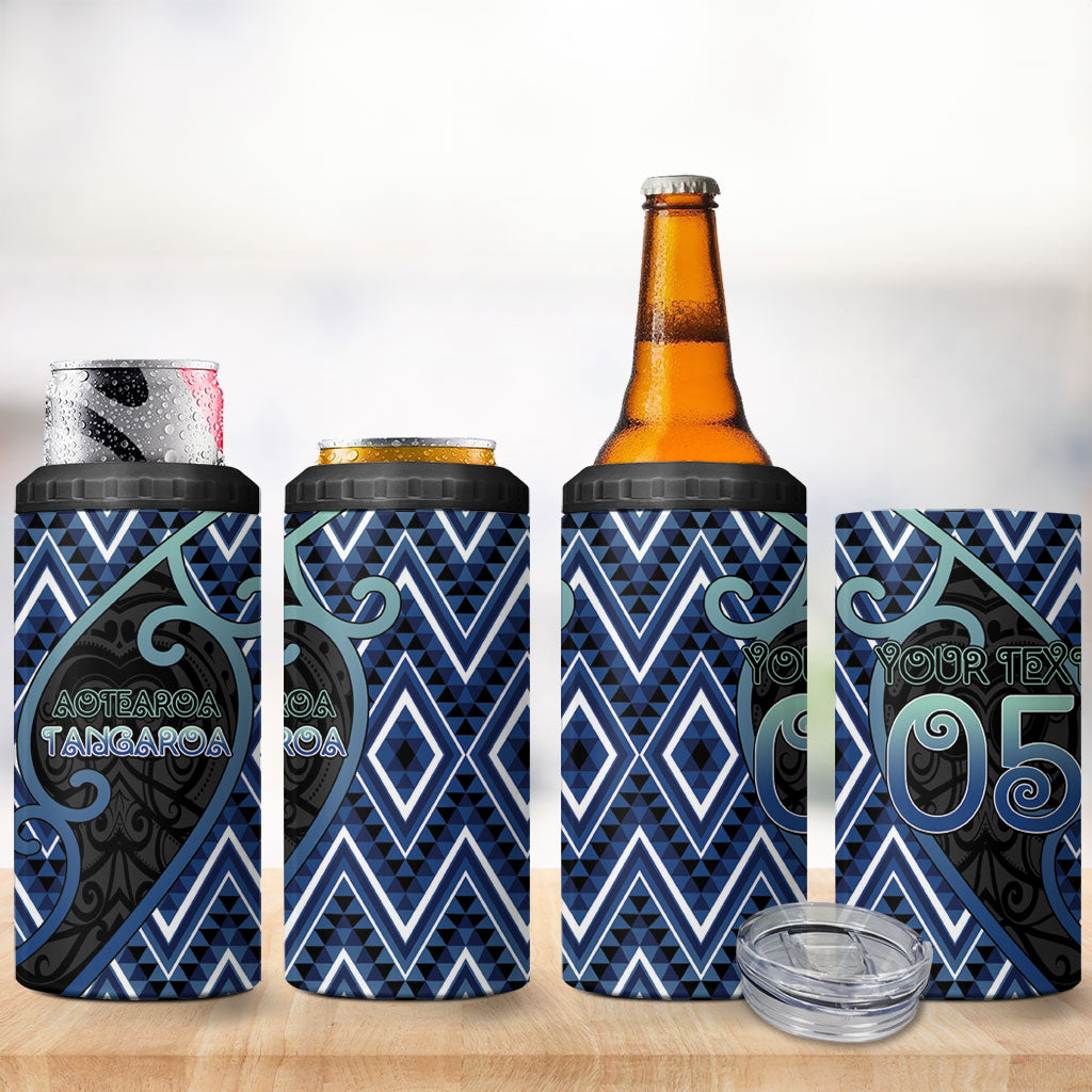Custom Aotearoa Atua Tangaroa 4 in 1 Can Cooler Tumbler God Of Ocean Koru Patterns