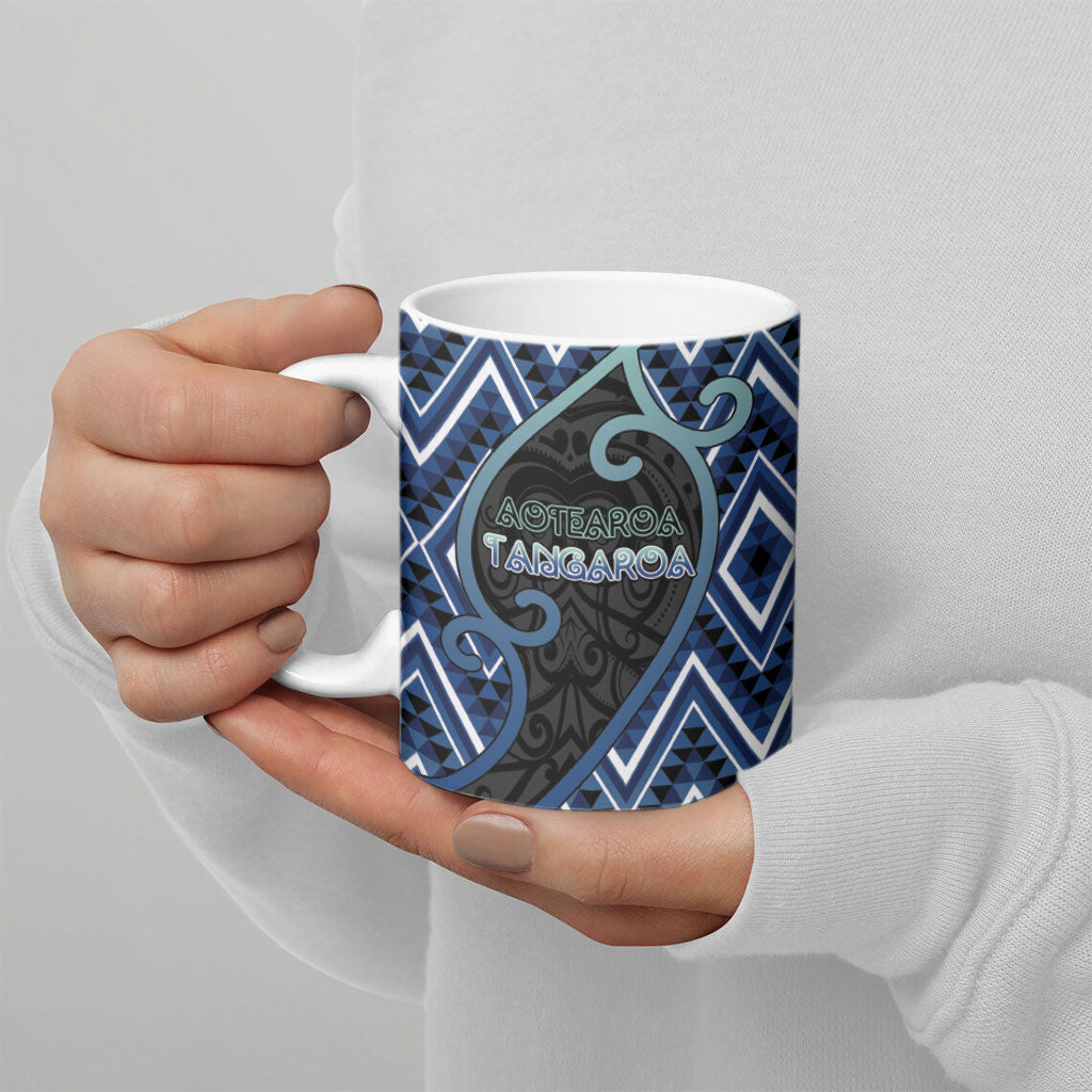 Custom Aotearoa Atua Tangaroa Ceramic Mug God Of Ocean Koru Patterns