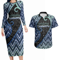 Custom Aotearoa Atua Tangaroa Couples Matching Long Sleeve Bodycon Dress and Hawaiian Shirt God Of Ocean Koru Patterns
