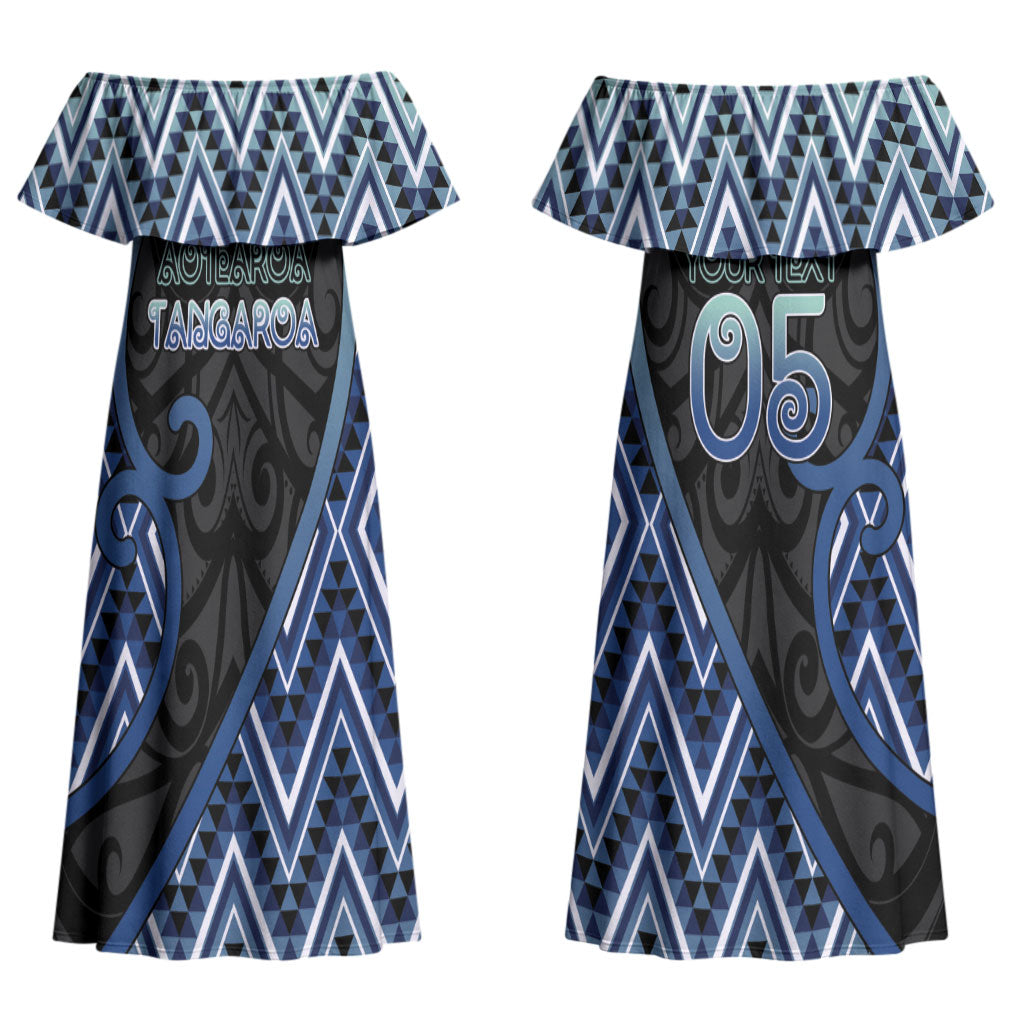 Custom Aotearoa Atua Tangaroa Couples Matching Off Shoulder Maxi Dress and Long Sleeve Button Shirt God Of Ocean Koru Patterns