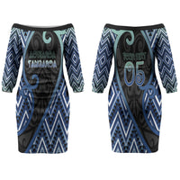 Custom Aotearoa Atua Tangaroa Couples Matching Off The Shoulder Long Sleeve Dress and Long Sleeve Button Shirt God Of Ocean Koru Patterns