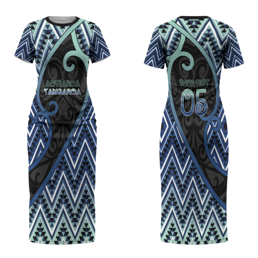 Custom Aotearoa Atua Tangaroa Couples Matching Short Sleeve Bodycon Dress and Long Sleeve Button Shirt God Of Ocean Koru Patterns