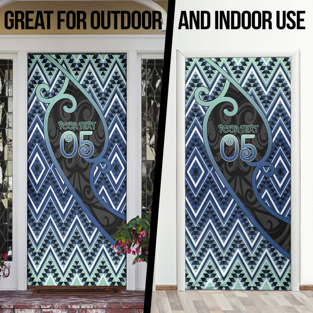 Custom Aotearoa Atua Tangaroa Door Cover God Of Ocean Koru Patterns