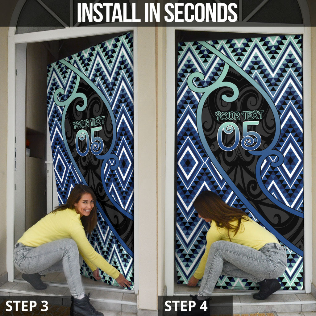 Custom Aotearoa Atua Tangaroa Door Cover God Of Ocean Koru Patterns