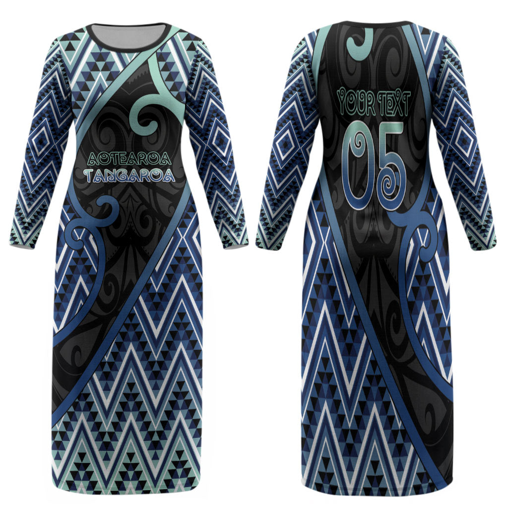 Custom Aotearoa Atua Tangaroa Family Matching Long Sleeve Bodycon Dress and Hawaiian Shirt God Of Ocean Koru Patterns