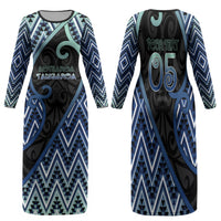 Custom Aotearoa Atua Tangaroa Family Matching Long Sleeve Bodycon Dress and Hawaiian Shirt God Of Ocean Koru Patterns