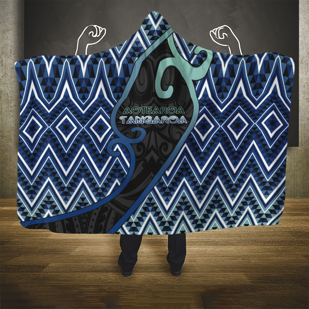 Aotearoa Atua Tangaroa Hooded Blanket God Of Ocean Koru Patterns