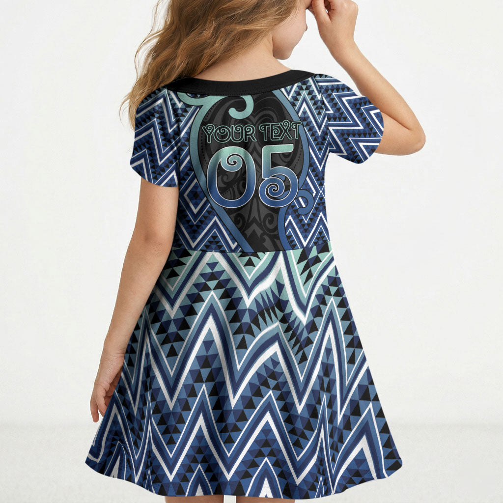Custom Aotearoa Atua Tangaroa Kid Short Sleeve Dress God Of Ocean Koru Patterns