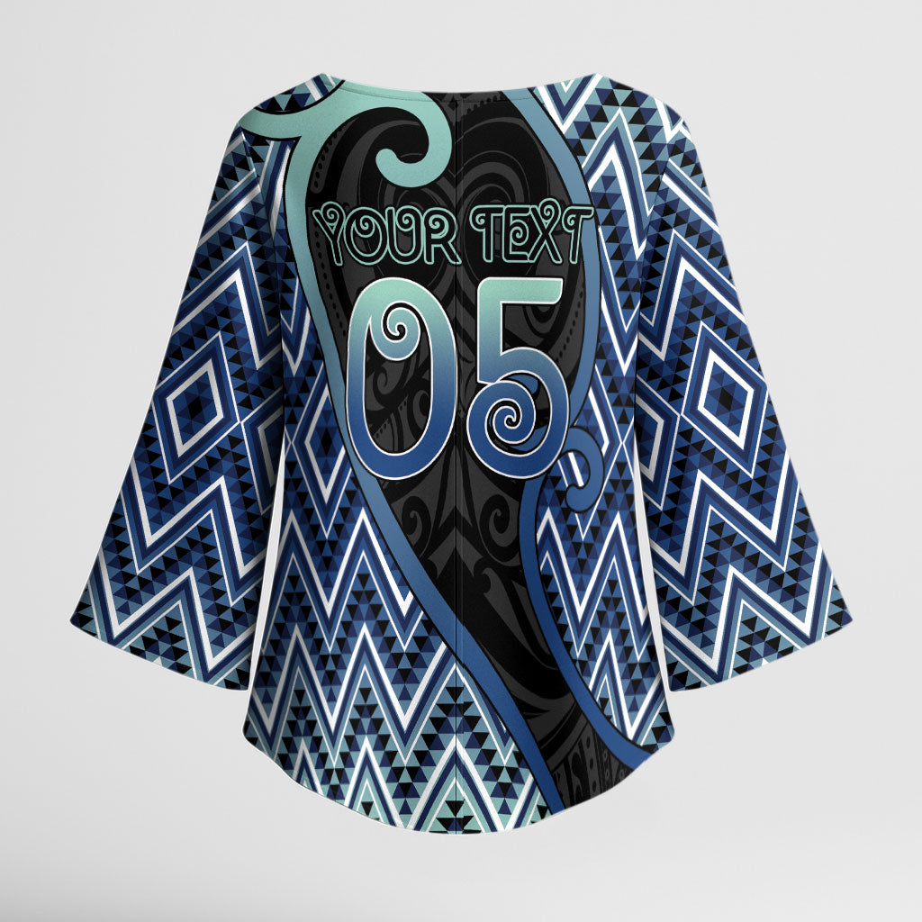 Custom Aotearoa Atua Tangaroa Kimono Sleeve Blouse God Of Ocean Koru Patterns