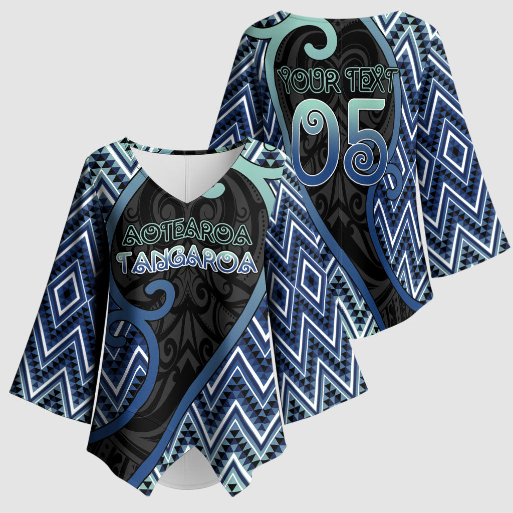Custom Aotearoa Atua Tangaroa Kimono Sleeve Blouse God Of Ocean Koru Patterns