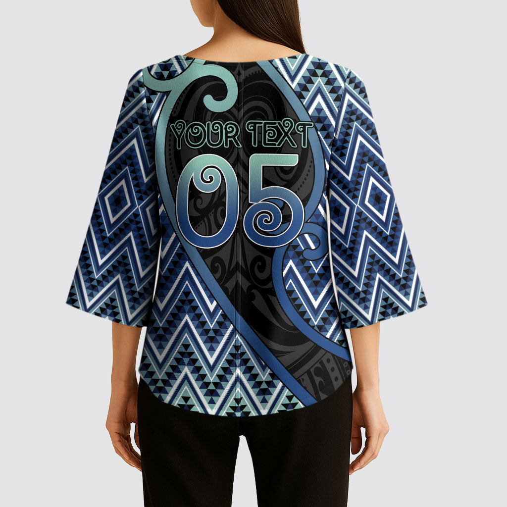 Custom Aotearoa Atua Tangaroa Kimono Sleeve Blouse God Of Ocean Koru Patterns