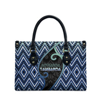 Aotearoa Atua Tangaroa Leather Bag God Of Ocean Koru Patterns