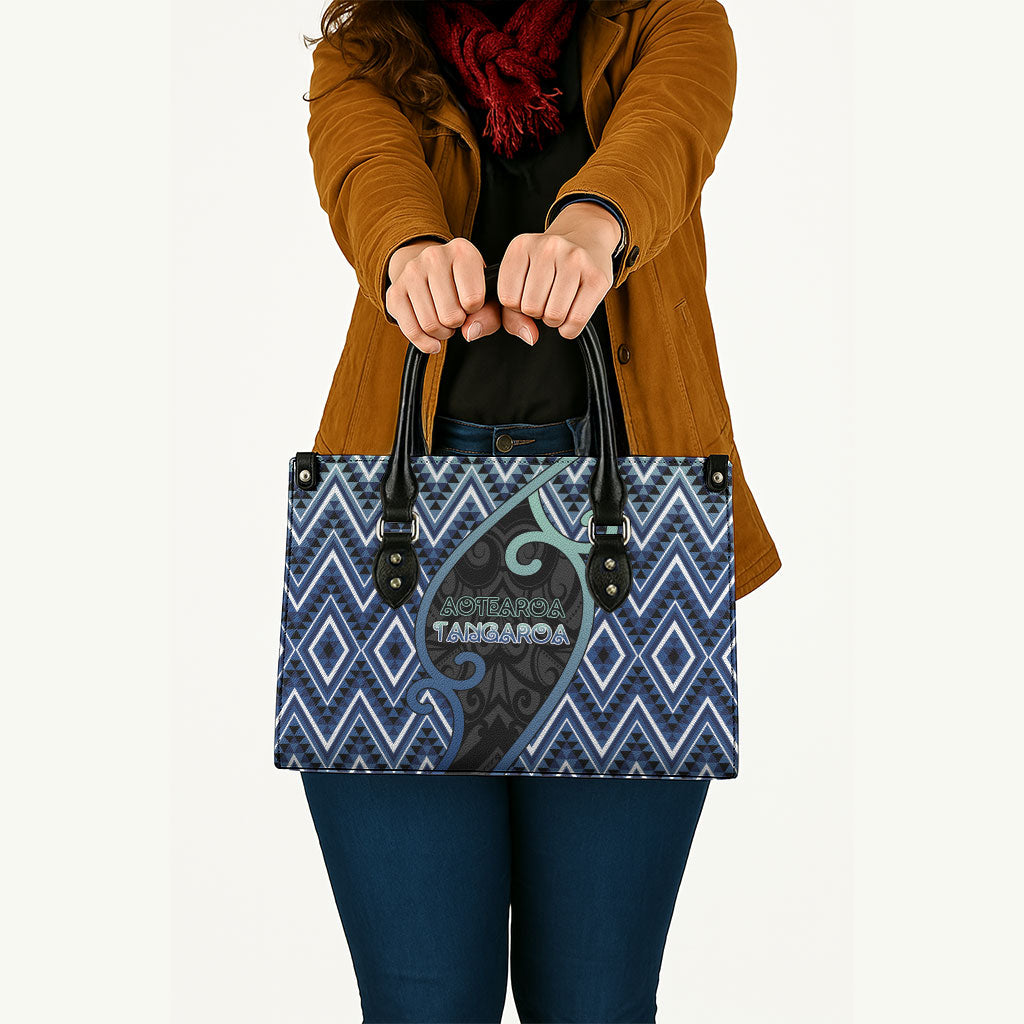 Aotearoa Atua Tangaroa Leather Bag God Of Ocean Koru Patterns