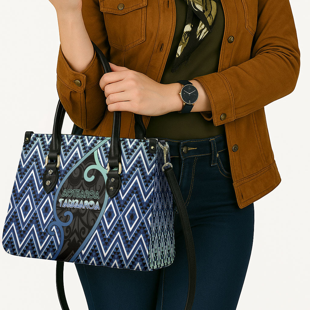 Aotearoa Atua Tangaroa Leather Bag God Of Ocean Koru Patterns