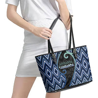 Aotearoa Atua Tangaroa Leather Tote Bag God Of Ocean Koru Patterns