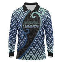 Custom Aotearoa Atua Tangaroa Long Sleeve Polo Shirt God Of Ocean Koru Patterns