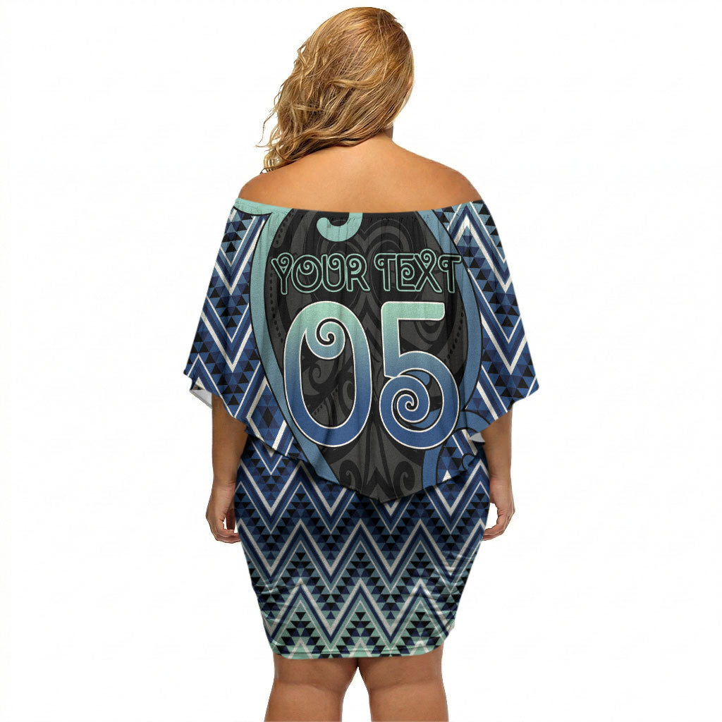 Custom Aotearoa Atua Tangaroa Off Shoulder Short Dress God Of Ocean Koru Patterns