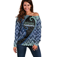 Custom Aotearoa Atua Tangaroa Off Shoulder Sweater God Of Ocean Koru Patterns