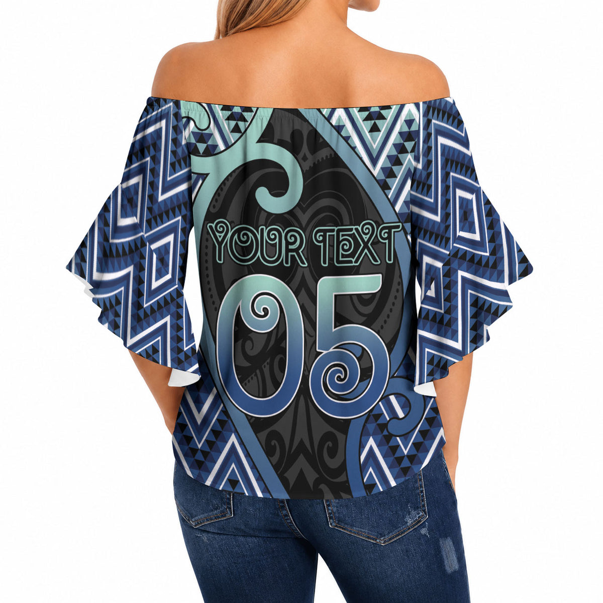 Custom Aotearoa Atua Tangaroa Off Shoulder Wrap Waist Top God Of Ocean Koru Patterns