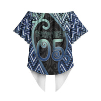 Custom Aotearoa Atua Tangaroa Off Shoulder Wrap Waist Top God Of Ocean Koru Patterns