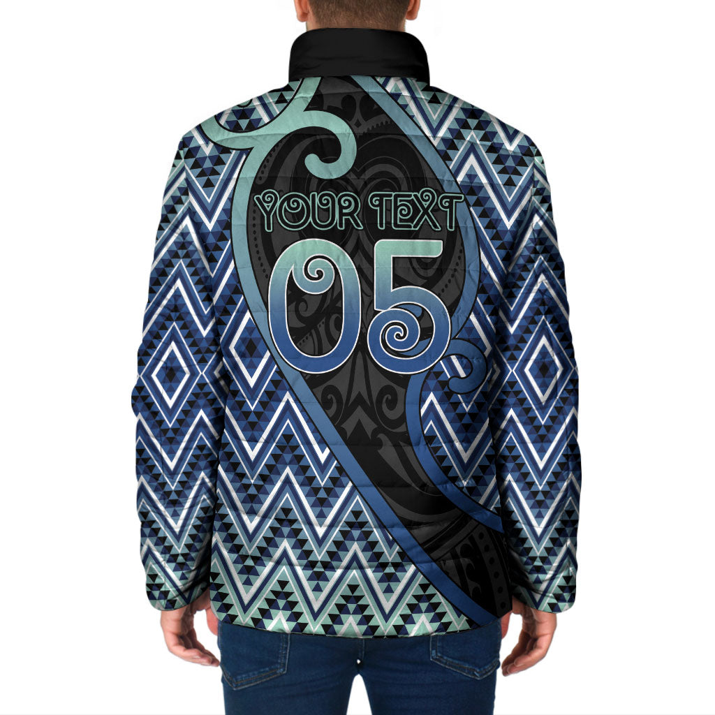 Custom Aotearoa Atua Tangaroa Padded Jacket God Of Ocean Koru Patterns