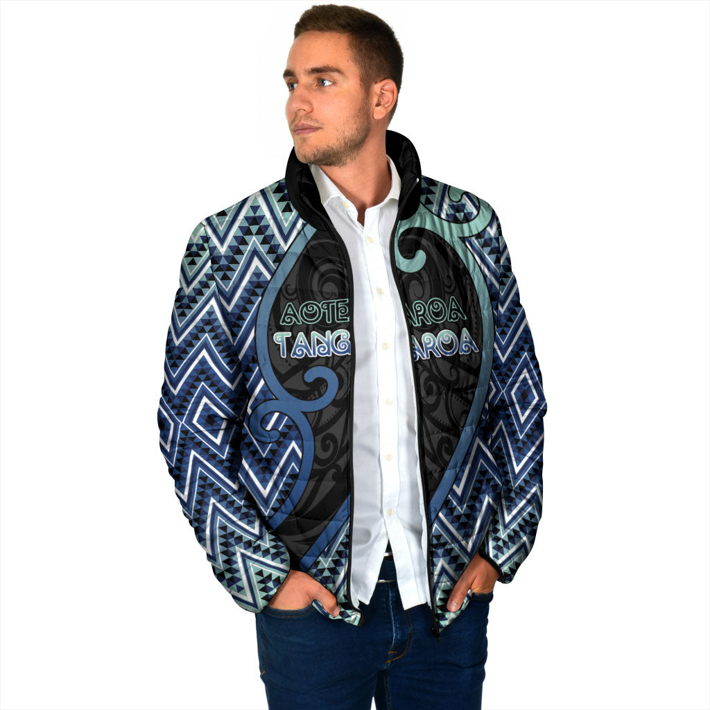 Custom Aotearoa Atua Tangaroa Padded Jacket God Of Ocean Koru Patterns