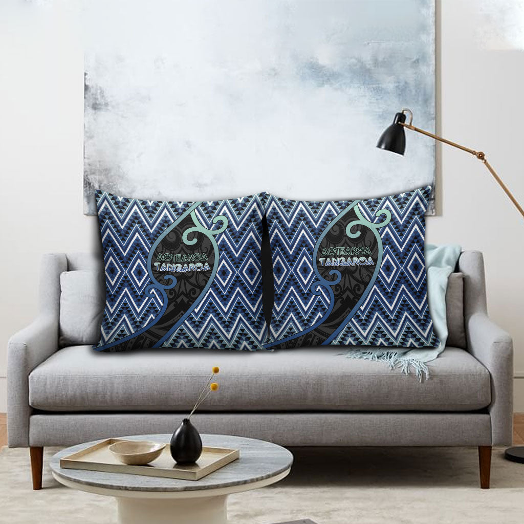 Aotearoa Atua Tangaroa Pillow Cover God Of Ocean Koru Patterns