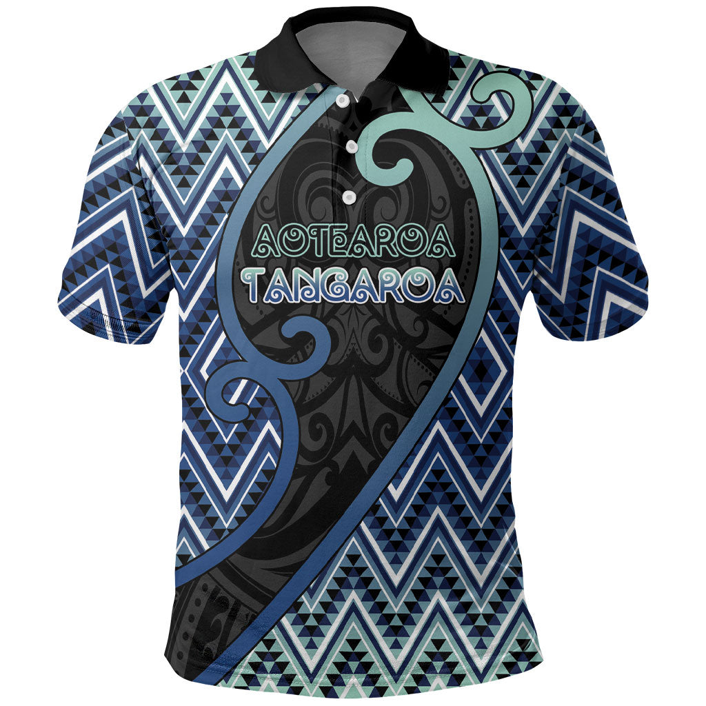 Custom Aotearoa Atua Tangaroa Polo Shirt God Of Ocean Koru Patterns