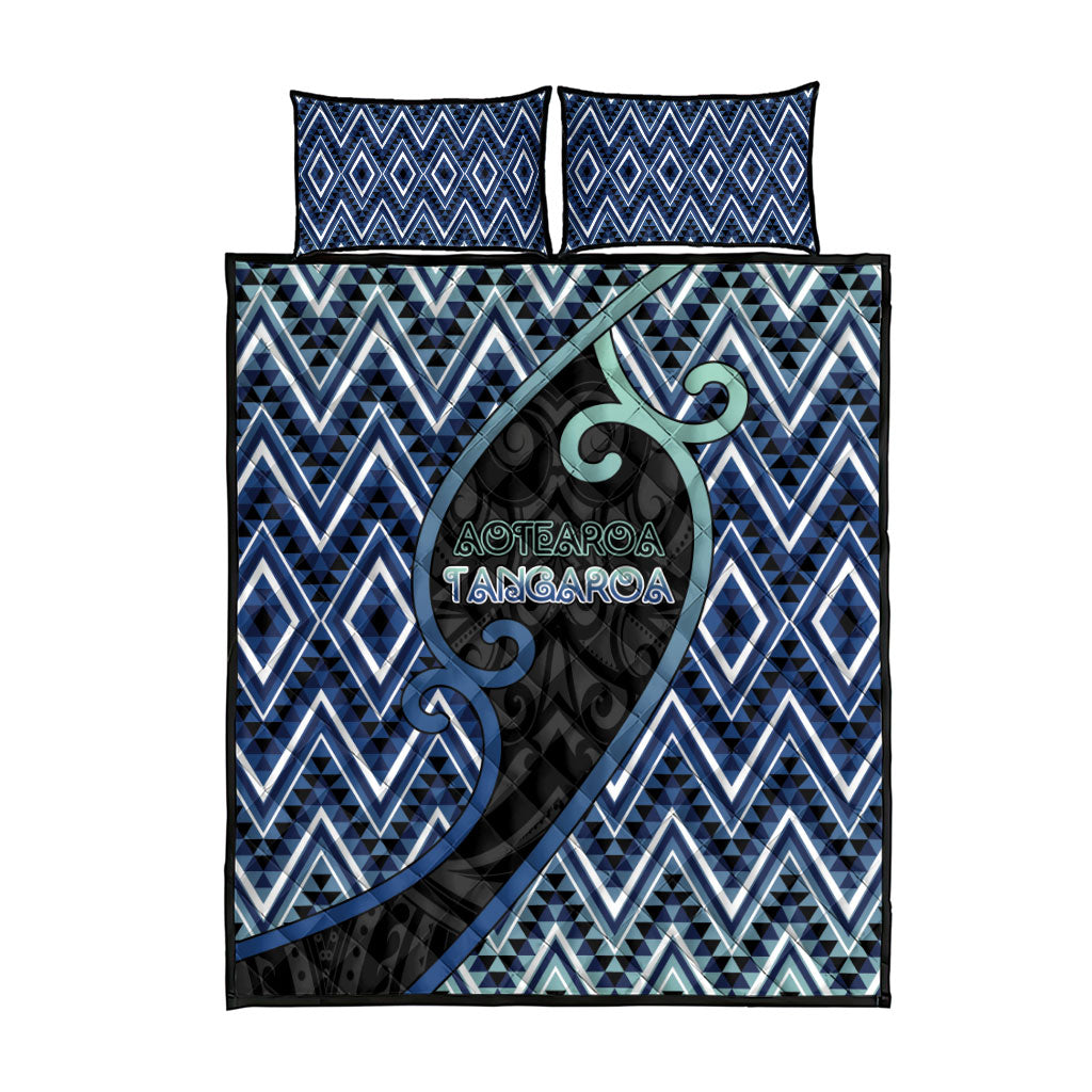 Aotearoa Atua Tangaroa Quilt Bed Set God Of Ocean Koru Patterns