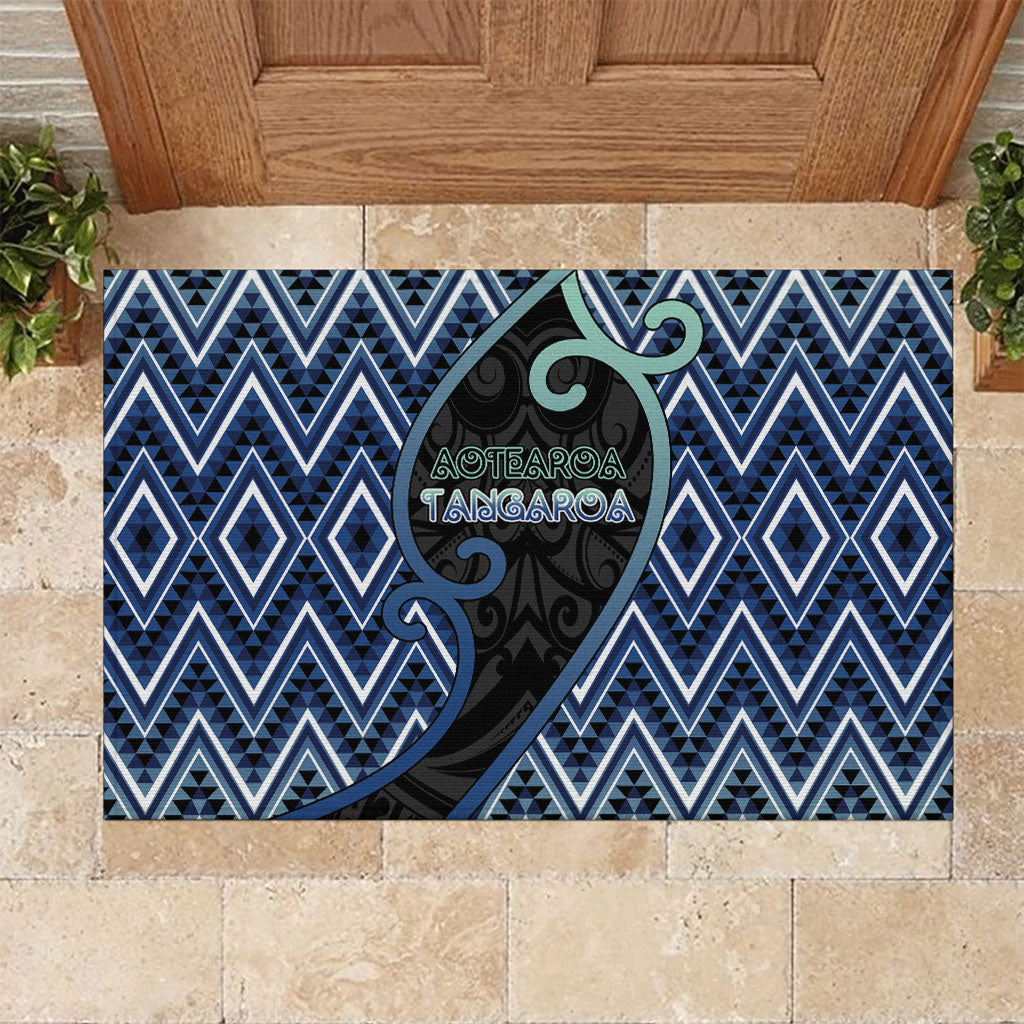 Aotearoa Atua Tangaroa Rubber Doormat God Of Ocean Koru Patterns