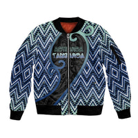 Custom Aotearoa Atua Tangaroa Sleeve Zip Bomber Jacket God Of Ocean Koru Patterns