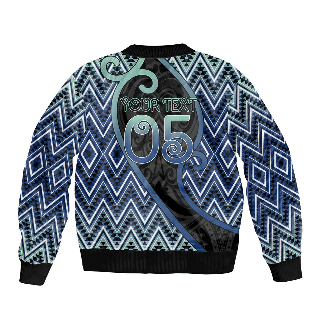 Custom Aotearoa Atua Tangaroa Sleeve Zip Bomber Jacket God Of Ocean Koru Patterns