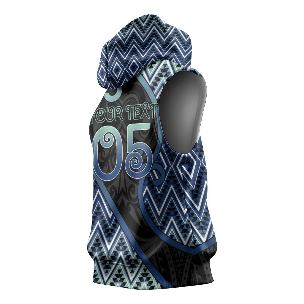Custom Aotearoa Atua Tangaroa Sleeveless Hoodie God Of Ocean Koru Patterns