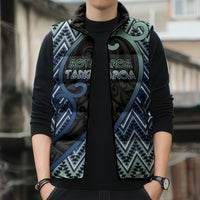Custom Aotearoa Atua Tangaroa Sleeveless Puffer Jacket God Of Ocean Koru Patterns