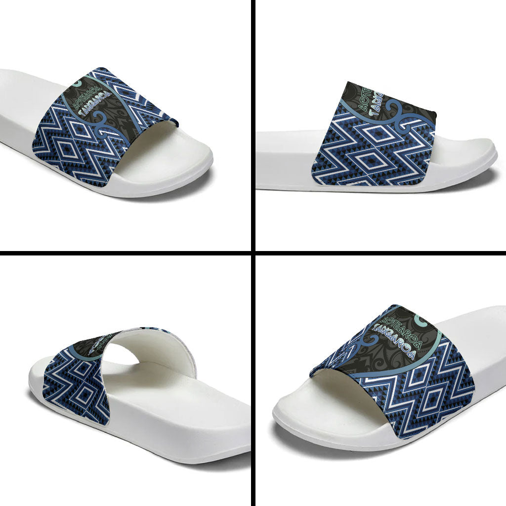 Aotearoa Atua Tangaroa Slide Sandals God Of Ocean Koru Patterns